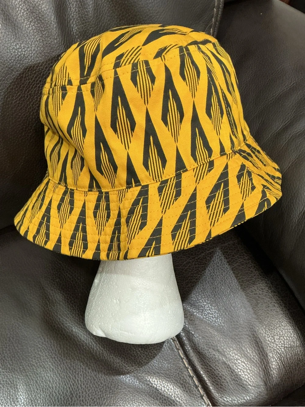 Paco Rabanne ‘CIAO PACO’ Yellow and Black Patterned Bucket Hat